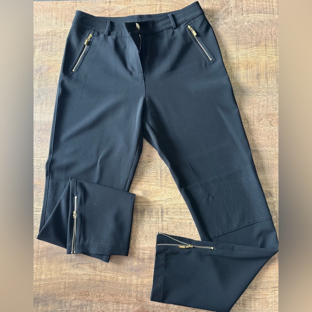St. John Black Pants with Gold Zippers